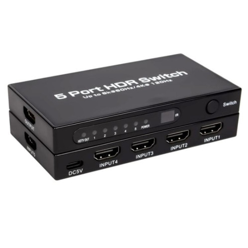 Commutateur HDMI 2.1 5x1 Q8-5 pour home cinéma/bureau, commutateur vidéo de jeu 8K 60 Hz, prise : prise américaine SH3601578-39
